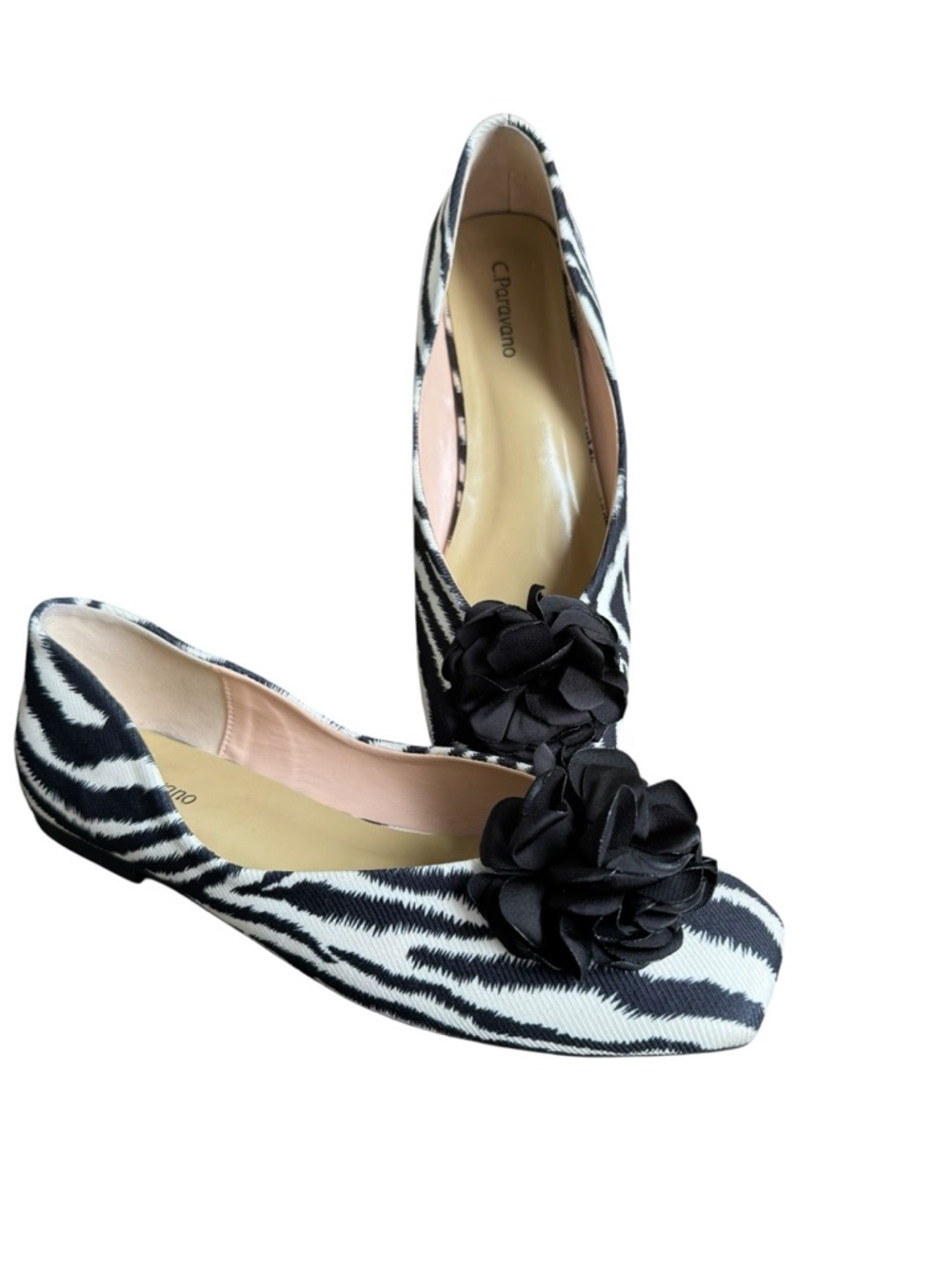 C.Paravano flower Bow Ballerina Flats in Zebra size 39EU